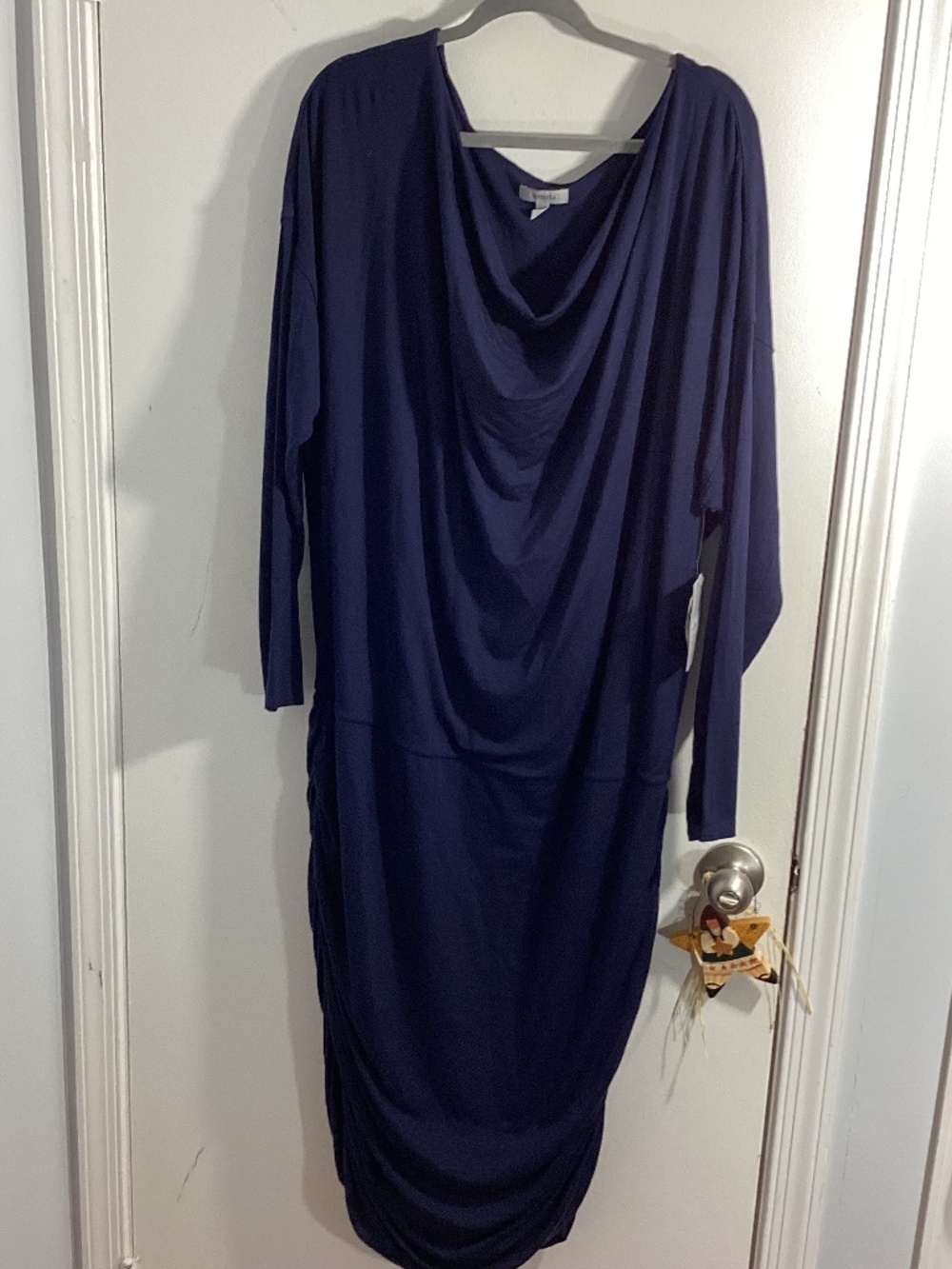 NWT ATHLETA PLUS 2X SOLSTICE COWL NECK NAVY DRESS MICRO MODAL SPORT CASUAL